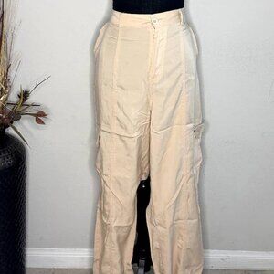 Women's Beige Wide Leg Cargo Pants